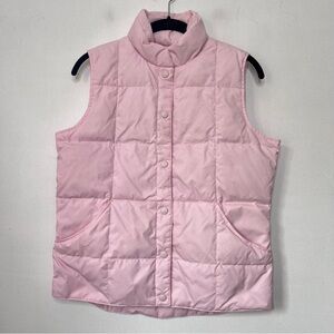 Lands’ End Quilted Puffer Vest Goose Down Women's Size XS Light Pink Snap Front
